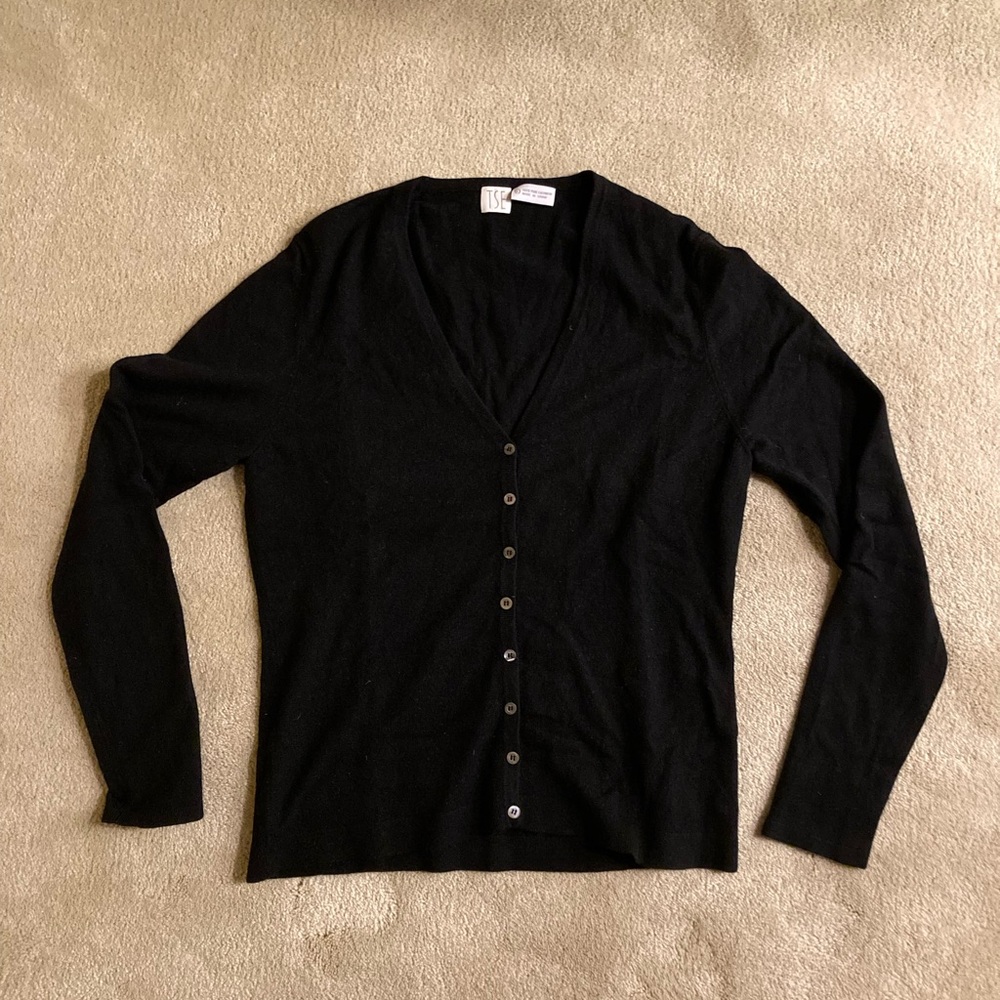 TSE 100% cashmere sweater/ cardigan black size L